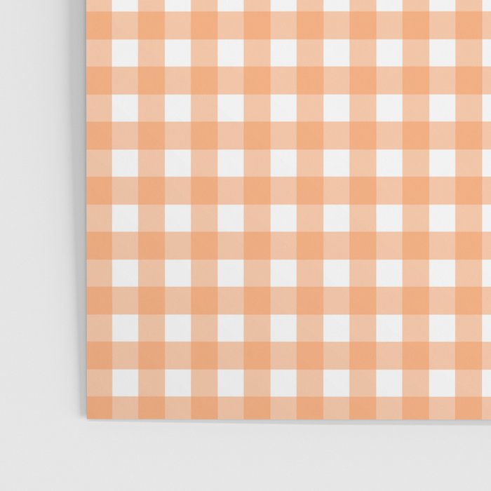 Gingham Check Pattern in Light Pastel Orange and White Poster Gallery Image 3
