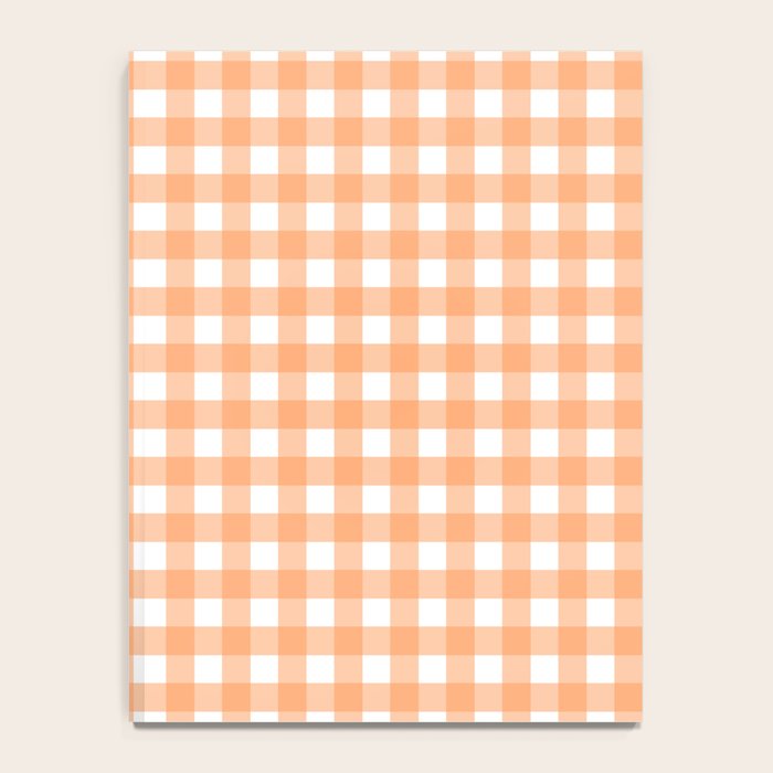 Gingham Check Pattern in Light Pastel Orange and White Notebook Gallery Image 4