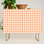 Gingham Check Pattern in Light Pastel Orange and White Credenza Gallery Image 1