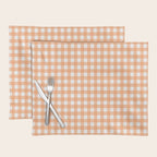 Gingham Check Pattern in Light Pastel Orange and White Placemat Gallery Image 1