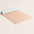Gingham Check Pattern in Light Pastel Orange and White Yoga Mat Gallery Image 2