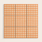 Gingham Check Pattern in Light Pastel Orange and White Wood Wall Art Gallery Image 1
