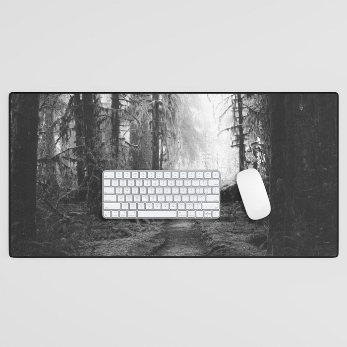 Magical Washington Rainforest Black and White Desk Mat Gallery Image 1
