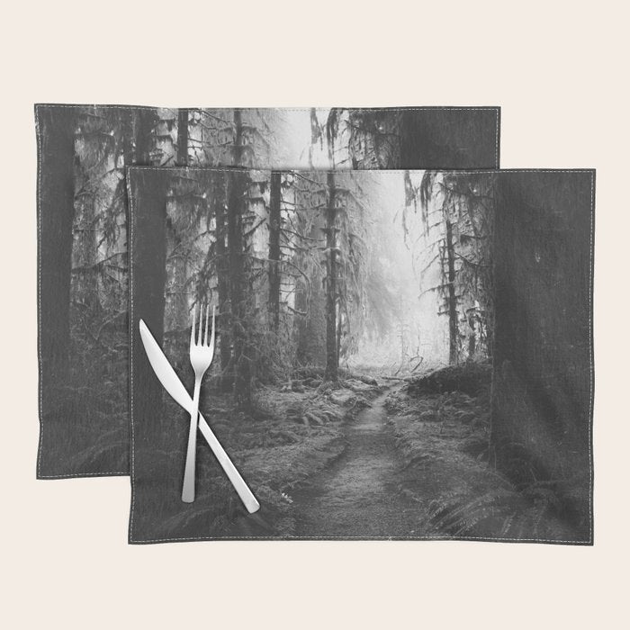 Magical Washington Rainforest Black and White Placemat Gallery Image 1