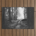 Magical Washington Rainforest Black and White Outdoor Rug Gallery Image 1