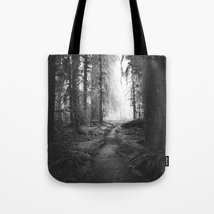 Magical Washington Rainforest Black and White Tote Bag Gallery Image 1