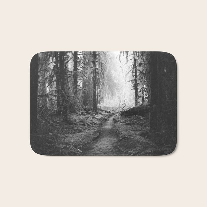 Magical Washington Rainforest Black and White Bath Mat Gallery Image 1
