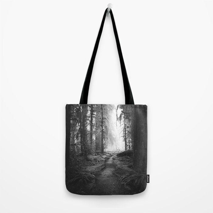 Magical Washington Rainforest Black and White Tote Bag Gallery Image 2