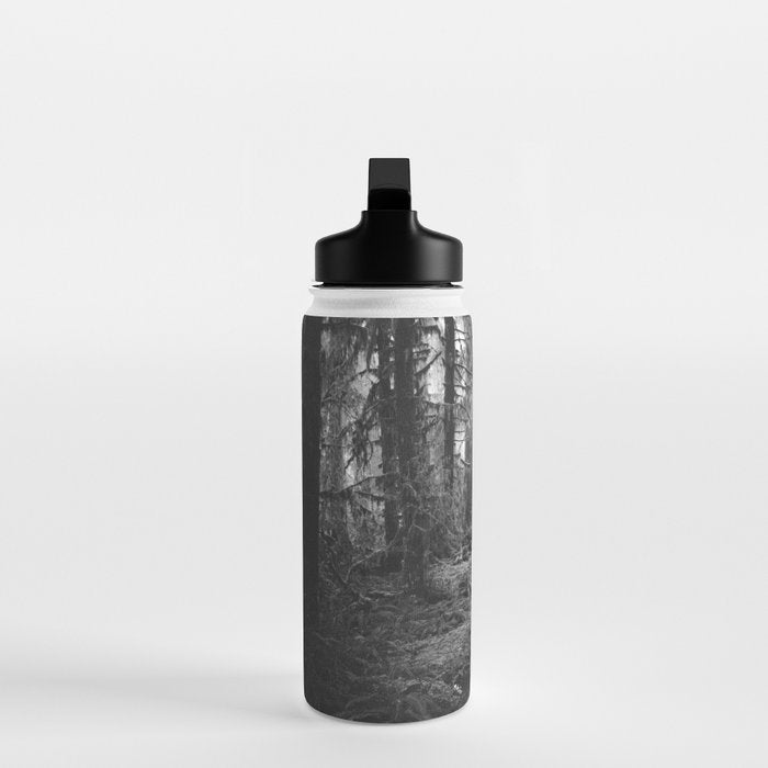 Magical Washington Rainforest Black and White Water Bottle Gallery Image 3
