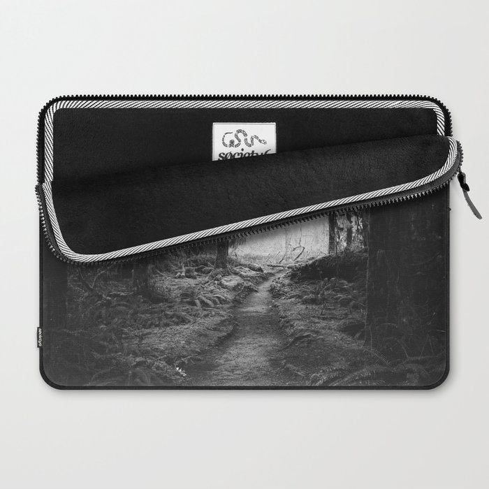 Magical Washington Rainforest Black and White Laptop Sleeve Gallery Image 2