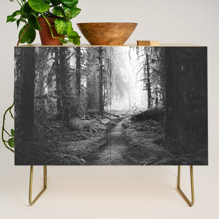 Magical Washington Rainforest Black and White Credenza Gallery Image 1