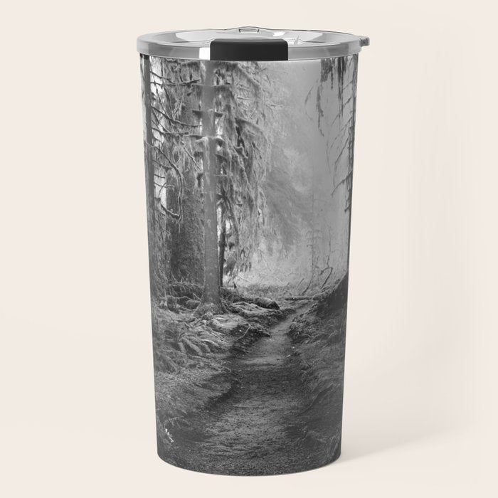 Magical Washington Rainforest Black and White Travel Mug Gallery Image 1