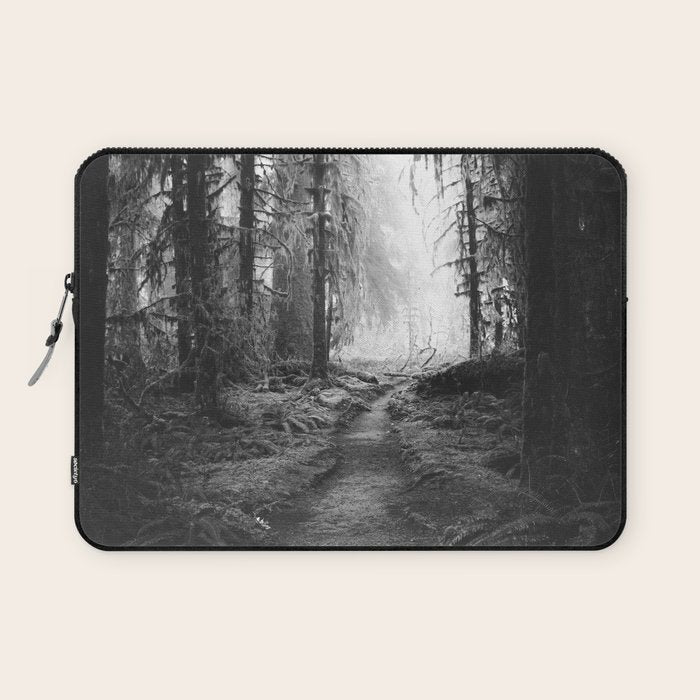 Magical Washington Rainforest Black and White Laptop Sleeve Gallery Image 1