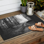 Magical Washington Rainforest Black and White Outdoor Rug Gallery Image 2