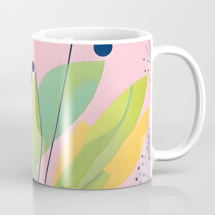 Dream Botanicals, Plants Nature Vintage Illustrations, Eclectic Garden Bohemian Painting, Floral Spring Summer Blossom Blush Coffee Mug Gallery Image 1