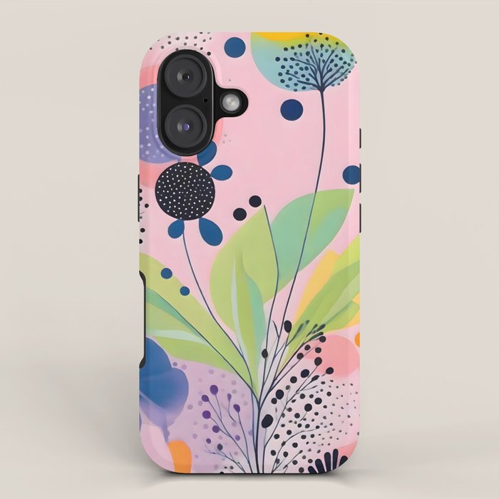 Dream Botanicals, Plants Nature Vintage Illustrations, Eclectic Garden Bohemian Painting, Floral Spring Summer Blossom Blush iPhone Case Gallery Image 1