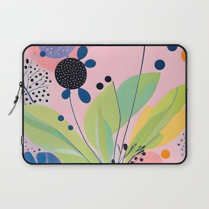 Dream Botanicals, Plants Nature Vintage Illustrations, Eclectic Garden Bohemian Painting, Floral Spring Summer Blossom Blush Laptop Sleeve Gallery Image 1