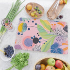 Dream Botanicals, Plants Nature Vintage Illustrations, Eclectic Garden Bohemian Painting, Floral Spring Summer Blossom Blush Cutting Board Gallery Image 2