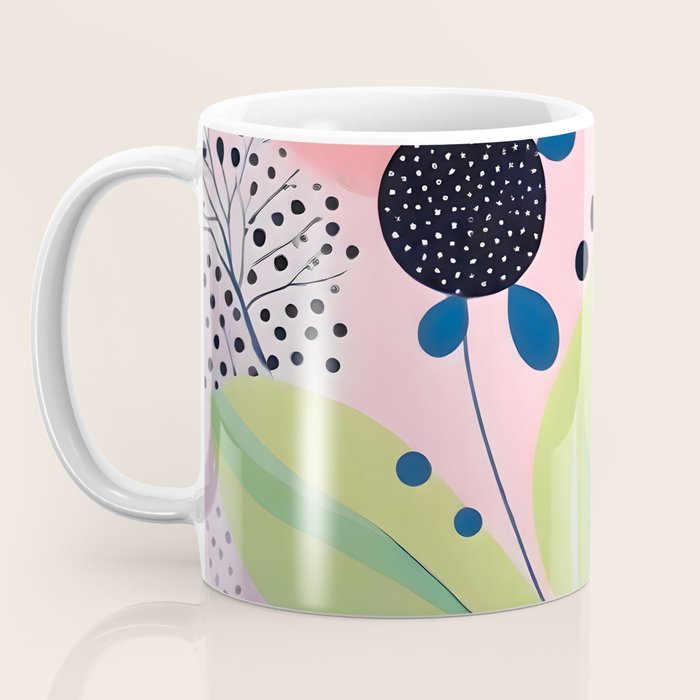 Dream Botanicals, Plants Nature Vintage Illustrations, Eclectic Garden Bohemian Painting, Floral Spring Summer Blossom Blush Coffee Mug Gallery Image 3