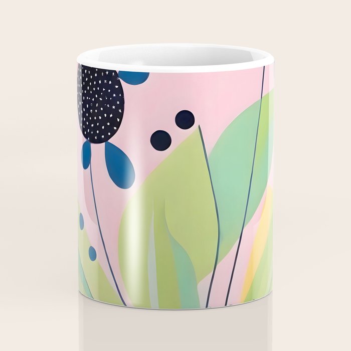 Dream Botanicals, Plants Nature Vintage Illustrations, Eclectic Garden Bohemian Painting, Floral Spring Summer Blossom Blush Coffee Mug Gallery Image 4