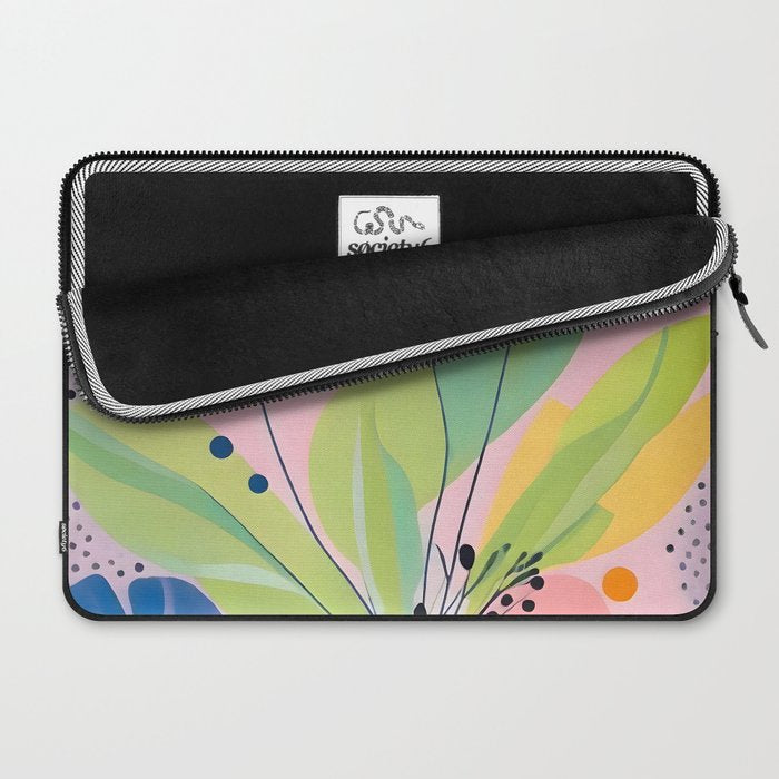 Dream Botanicals, Plants Nature Vintage Illustrations, Eclectic Garden Bohemian Painting, Floral Spring Summer Blossom Blush Laptop Sleeve Gallery Image 2
