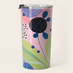 Dream Botanicals, Plants Nature Vintage Illustrations, Eclectic Garden Bohemian Painting, Floral Spring Summer Blossom Blush Travel Mug Gallery Image 3