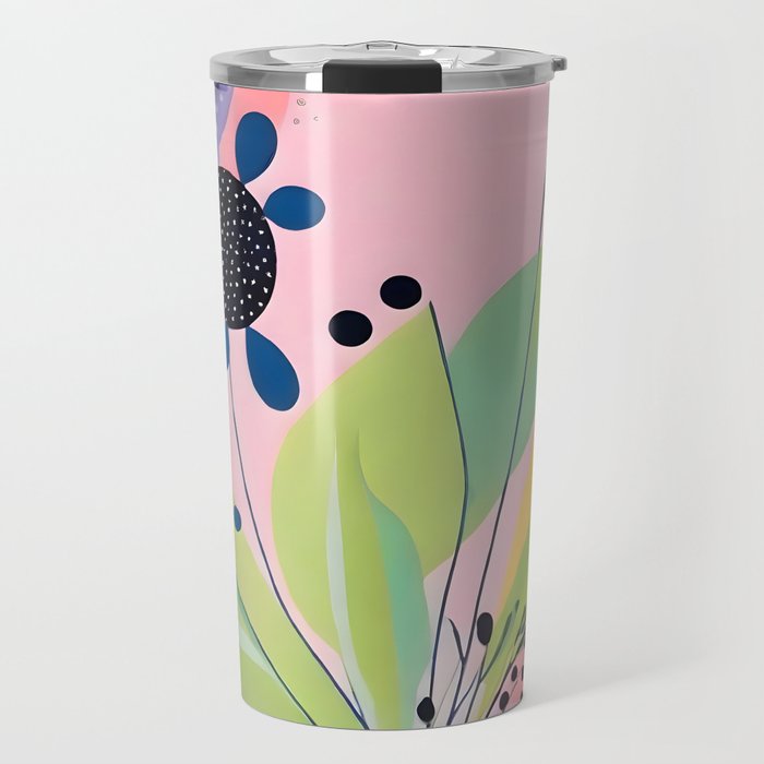 Dream Botanicals, Plants Nature Vintage Illustrations, Eclectic Garden Bohemian Painting, Floral Spring Summer Blossom Blush Travel Mug Gallery Image 1