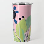 Dream Botanicals, Plants Nature Vintage Illustrations, Eclectic Garden Bohemian Painting, Floral Spring Summer Blossom Blush Travel Mug Gallery Image 1