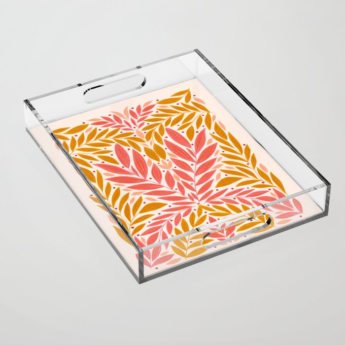 Colorful Folk Leaves  Acrylic Tray Gallery Image 1