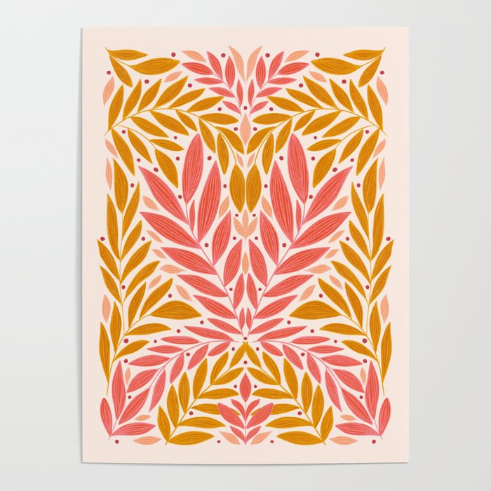 Colorful Folk Leaves  Poster Gallery Image 4