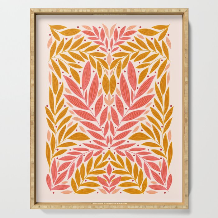 Colorful Folk Leaves  Serving Tray Gallery Image 1