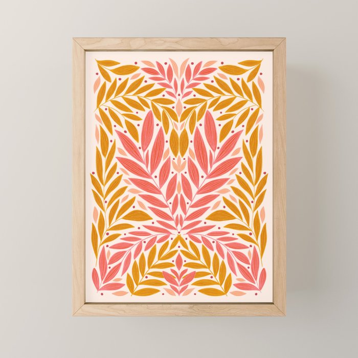 Colorful Folk Leaves  Mini Art Print Gallery Image 1