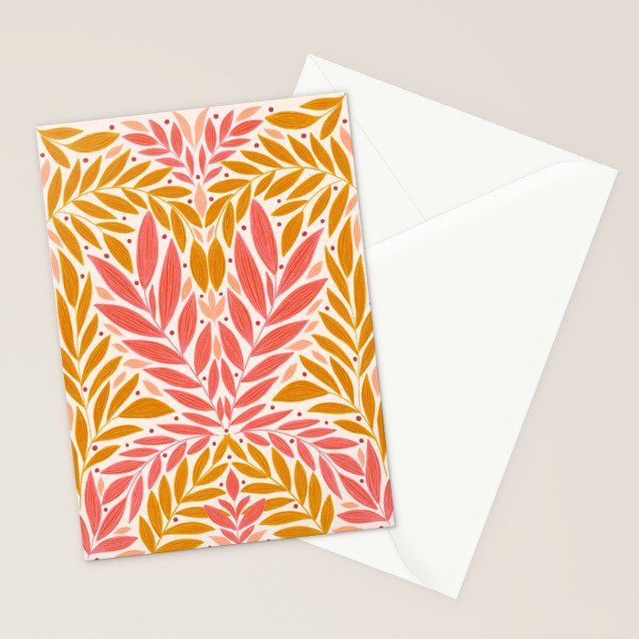 Colorful Folk Leaves  Stationery Card Gallery Image 2