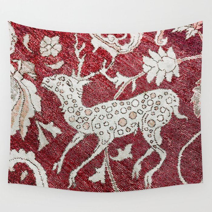 Spotted Fawn From Antique Persian Animal Rug Print Wall Tapestry Gallery Image 4