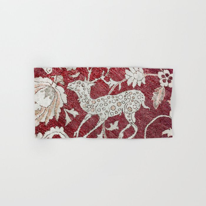 Spotted Fawn From Antique Persian Animal Rug Print Bath Towel Gallery Image 1