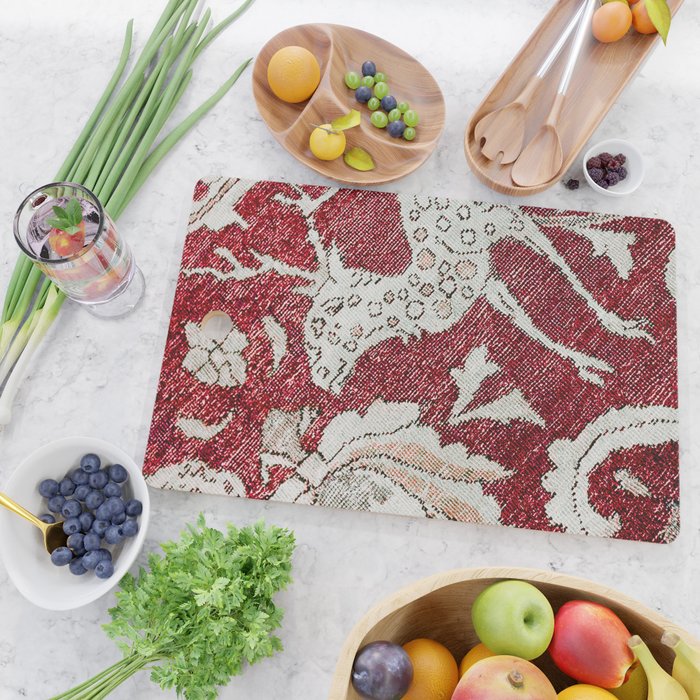 Spotted Fawn From Antique Persian Animal Rug Print Cutting Board Gallery Image 2