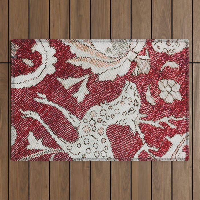 Spotted Fawn From Antique Persian Animal Rug Print Outdoor Rug Gallery Image 1