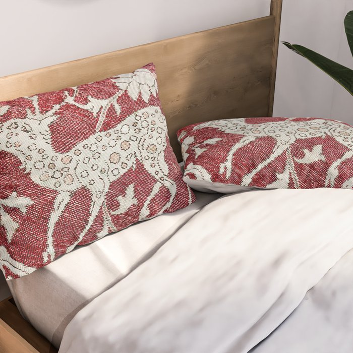 Spotted Fawn From Antique Persian Animal Rug Print Pillow Sham Gallery Image 2