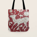 Spotted Fawn From Antique Persian Animal Rug Print Tote Bag Gallery Image 1