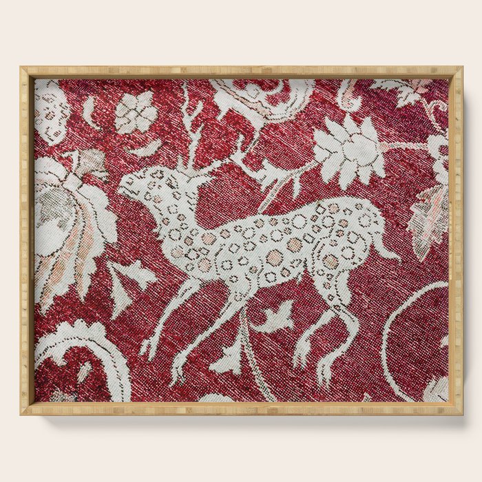Spotted Fawn From Antique Persian Animal Rug Print Serving Tray Gallery Image 1
