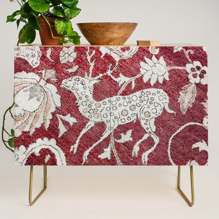 Spotted Fawn From Antique Persian Animal Rug Print Credenza Gallery Image 1