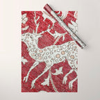 Spotted Fawn From Antique Persian Animal Rug Print Wrapping Paper Gallery Image 1