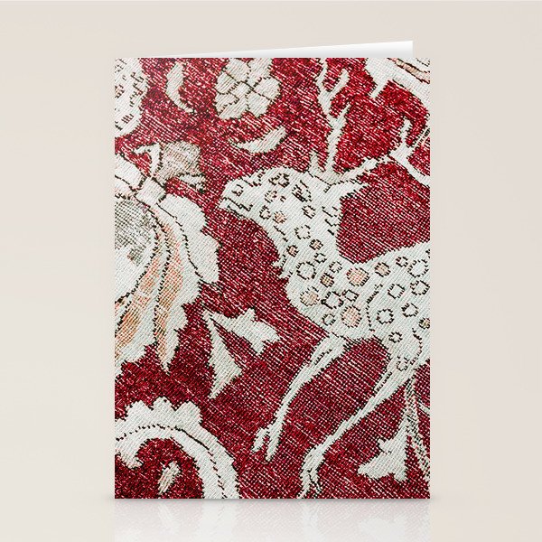 Spotted Fawn From Antique Persian Animal Rug Print Stationery Card Gallery Image 1