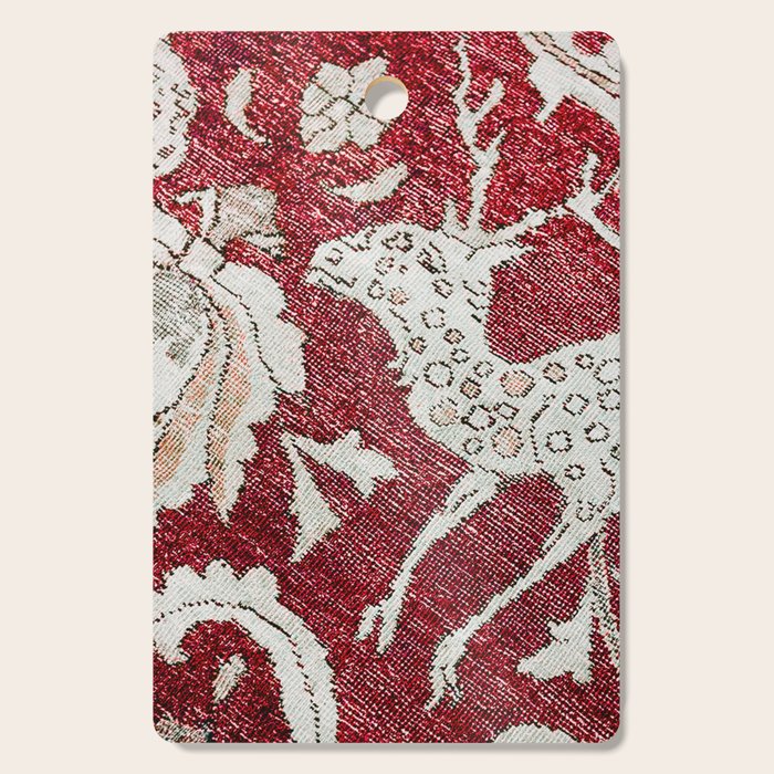 Spotted Fawn From Antique Persian Animal Rug Print Cutting Board Gallery Image 1