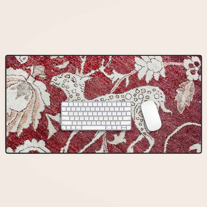 Spotted Fawn From Antique Persian Animal Rug Print Desk Mat Gallery Image 1