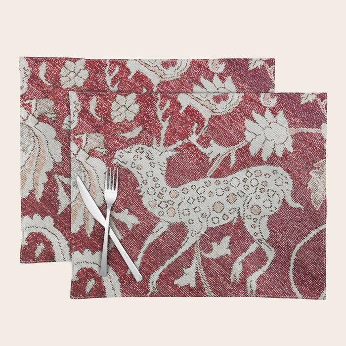 Spotted Fawn From Antique Persian Animal Rug Print Placemat Gallery Image 1