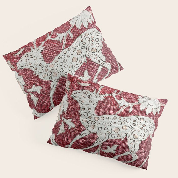 Spotted Fawn From Antique Persian Animal Rug Print Pillow Sham Gallery Image 1