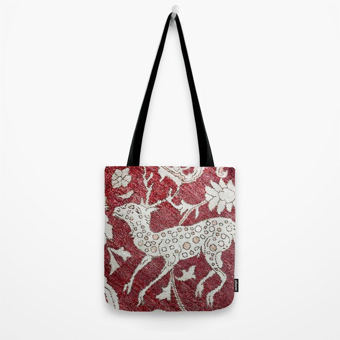 Spotted Fawn From Antique Persian Animal Rug Print Tote Bag Gallery Image 2