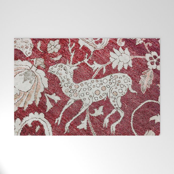 Spotted Fawn From Antique Persian Animal Rug Print Welcome Mat Gallery Image 1