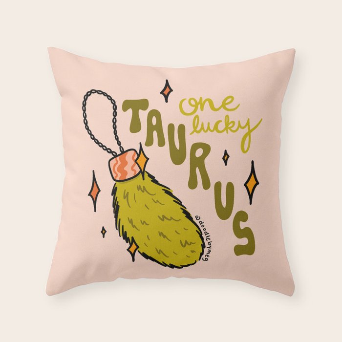One Lucky Taurus Throw Pillow Gallery Image 6